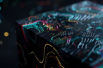 Fototapeta premium Abstract data visualization, complex network, intricate patterns. Complex digital topography