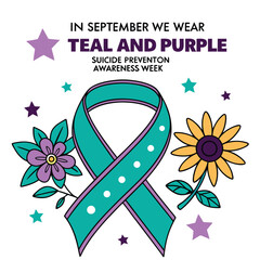 Fototapeta premium Teal And Purple Ribbon For Suicide Prevention Awareness Week Illustration