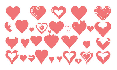 different style and shapes of heart vector icon set