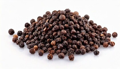 pepper, black, corns, spices, isolated, white, background, seasoning, food, ingredient, closeup, texture, raw, natural, aromatic, cooking, plant, flavor, fresh, healthy, whole, culinary, fragrant, org