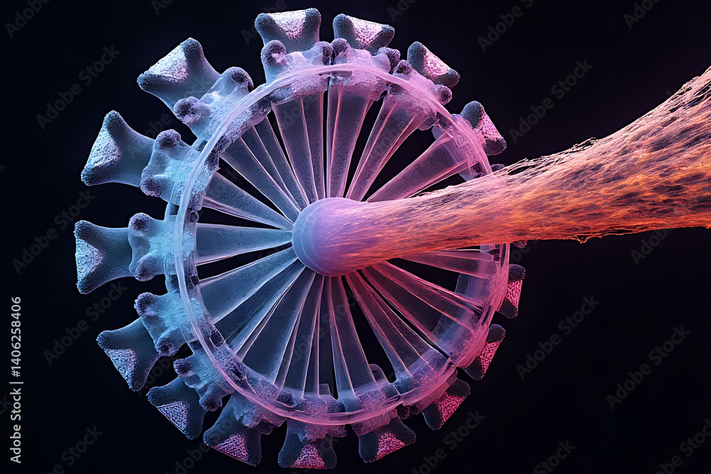 Poster dynamic motion of particle release from a scientific device laboratory setting digital art