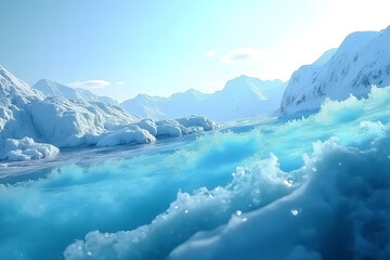 Glacial wave motion arctic landscape nature photography bright environment low angle serenity