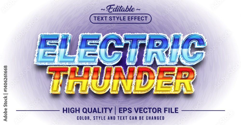 Poster Editable text style effect - Electric Thunder text style theme. Vector text style illustration template.