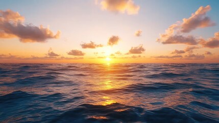 Obraz premium Ocean waves sunset horizon scenic nature landscape