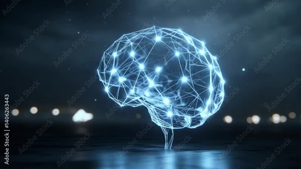Poster visual representation of human brain generating ideas and solutions generative ai