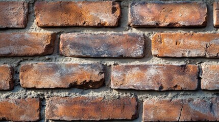 Fototapeta premium Mason building a brick wall at a residential construction site. Featuring masonry skills