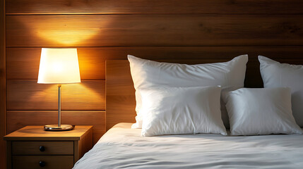 Cozy Bedroom with Lamp and Bed