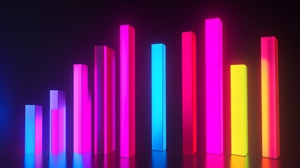Obraz premium Neon Light Pillars: Abstract Vibrant Geometric Art