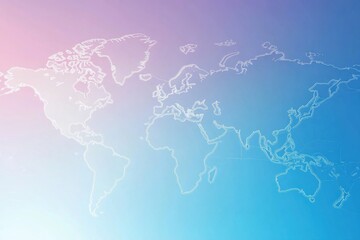 Fototapeta premium Global concept background featuring smooth gradient with faint outlines of continents in soft colors to evoke a sense of connectivity and exploration