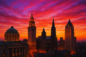 NIGHY VIEW OF CITY, SUNSET, CITY AT NIGHT
