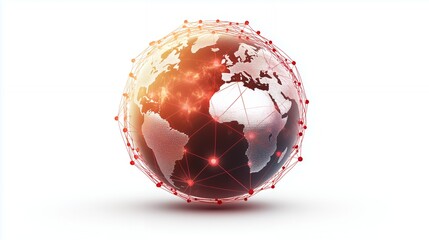 Trade: Digital globe displaying interconnected continents and networks in a modern, futuristic design