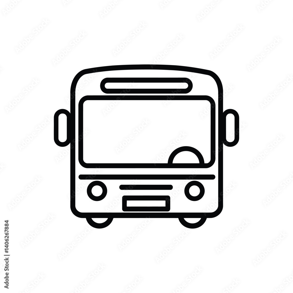 Aufkleber front view of black bus icon with transparent background transportation design