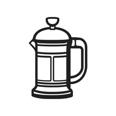 Obraz premium French Press Isolated Illustration, Simple Design, Minimalist Style, Transparent