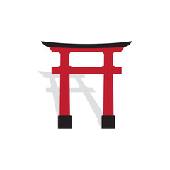 Fototapeta premium Torii gate logo design. Japanese traditional gate logo design vector illustration