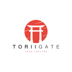 Torii gate logo design. Japanese traditional gate logo design vector illustration