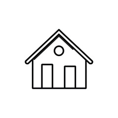 House Outline Design with Two Doors and a Round Window on Transparent Background