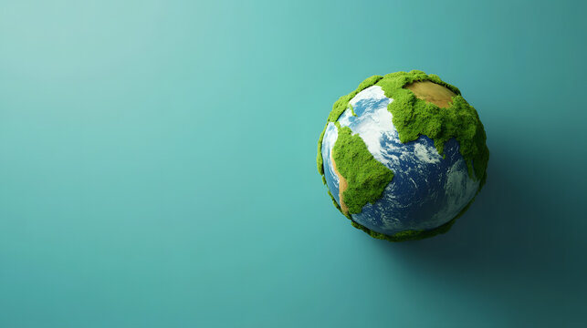 Earth Day. 3D Earth on a plain background.Horizontal