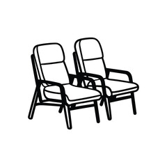 Fototapeta premium Line art of Two Outdoor Chairs with Cushions on Transparent Background