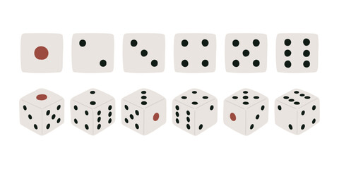 立体と平面のサイコロのイラストセット