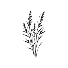 Minimalist of Black Grass Silhouettes on Transparent Background