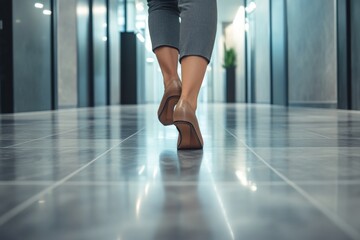 Fototapeta premium low angle close up of a businesswomen walking in the office hallway