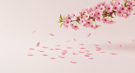 Delicate Pink Blossom Branch: Serene Springtime Floral Art