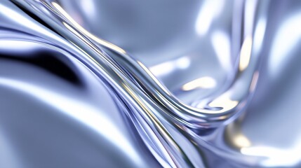 Fototapeta premium Abstract metallic liquid flows, gleaming, reflecting light