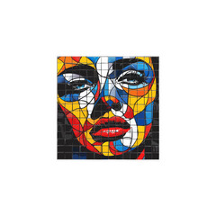Vibrant Mosaic Portrait A Colorful Abstract Face Artwork