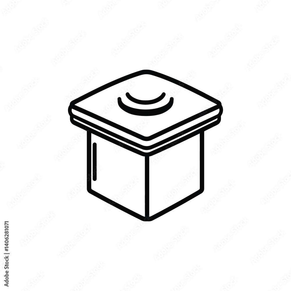 Poster cube contour shape isometric square icon with transparent background