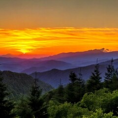 Fototapeta premium sunset in the mountains
