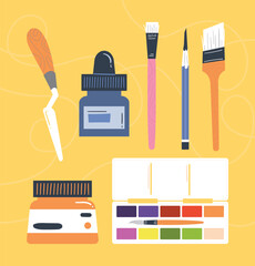 Art Painting Supplies Collection for Creative Projects Drawing Education