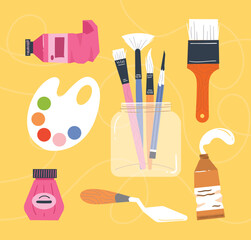 Art Painting Supplies Collection for Creative Projects Drawing Education