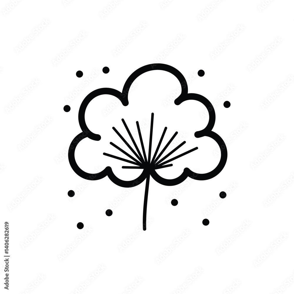 Aufkleber elegant pine tree silhouette with rays and dots design on transparent background