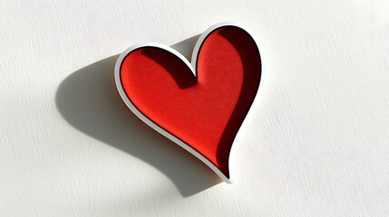 Obraz premium A realistic red heart sticker with a slightly curled edge, casting a soft shadow on a white surface.