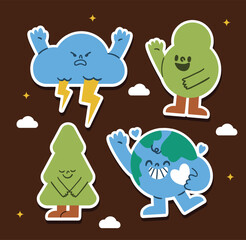 Earth and Tree Character Set for Eco Projects Environmental Education Nature Awareness