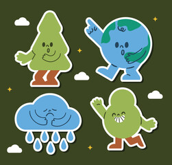 Earth and Tree Character Set for Eco Projects Environmental Education Nature Awareness