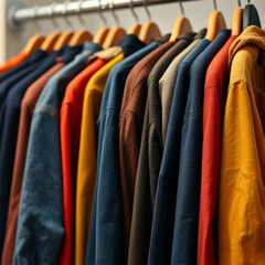 colorful clothes on hangers