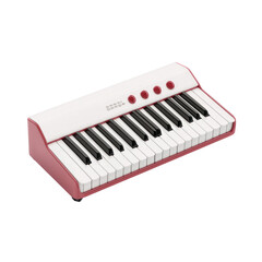 Colorful mini keyboard instrument cutout background musical device studio top view creative expression