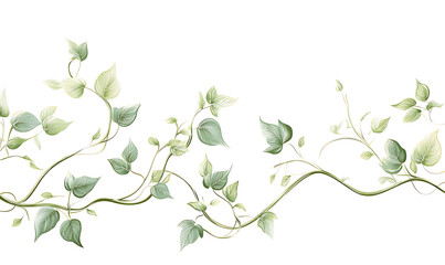 Fototapeta premium illustrations of various trees, leaves, grasses, and botanical elements on white background.