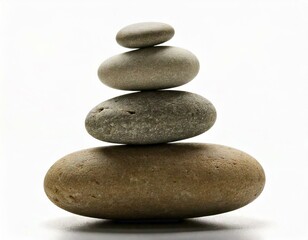  Pebble stones stack in balance white background 