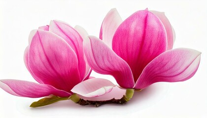  Pink magnolia flower isolated on white background with full depth of field 
