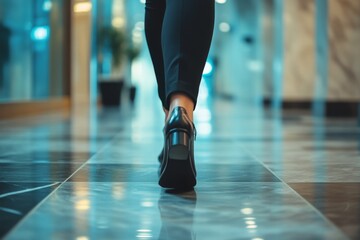 Fototapeta premium low angle close up of a businesswomen walking in the office hallway