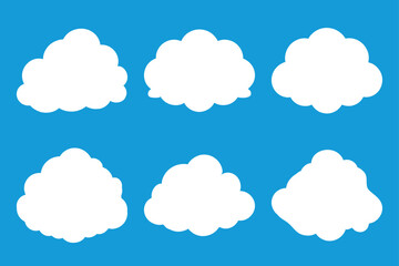Collection of white beautiful cloud illustrations vector set of cartoon clouds with Flat Cloud Icon and White Weather Symbols
