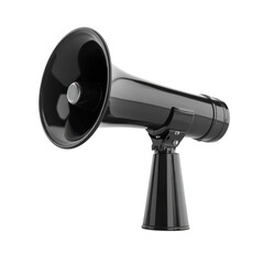Announcement action with black megaphone on cutout background studio environment product photography