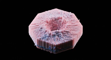 Fototapeta premium Abstract Hexagonal 3D Structure: Pink and Blue Digital Sculpture, Geometric Art