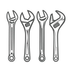 Set of different wrenches illustration