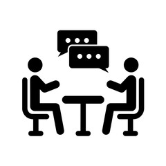 Two People Sitting at a Table Having a Conversation, Dialog Exchange, Communication. Business Meeting, Interview, Negotiation, Discussion, Human Interaction, Teamwork, Verbal Exchange 
