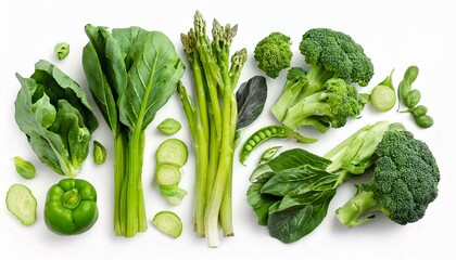  Spinach, broccoli, brussel sprouts, asparagus, pak choi, celery, onion, cucumber, pepper, 