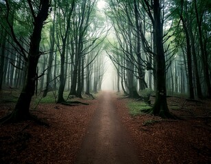Fototapeta premium spooky forest with path