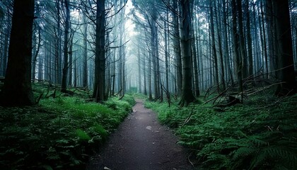 Fototapeta premium spooky forest with path